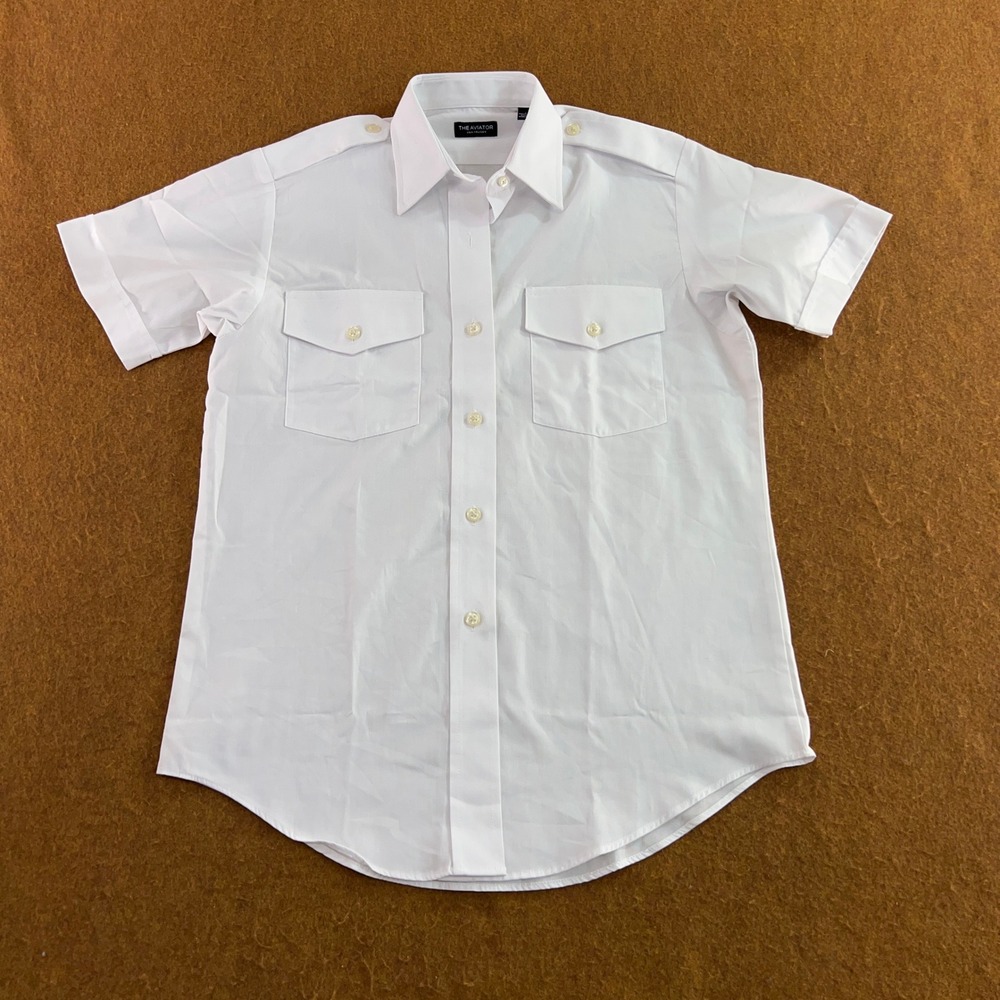 Van Heusen Womens 4 White The Aviator Wrinkle Free Pilot Uniform Button Up Shirt